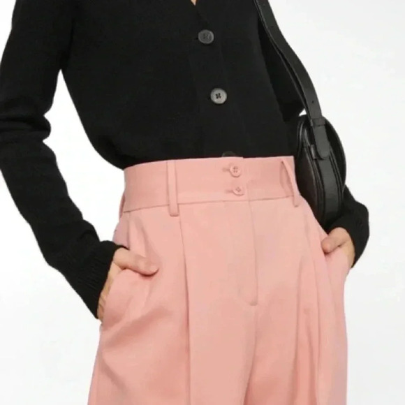 See by Chloe Women's Muted Clay Cotton Wide Leg Pleated Trouser Pant Size 12 NWT - Picture 10 of 11